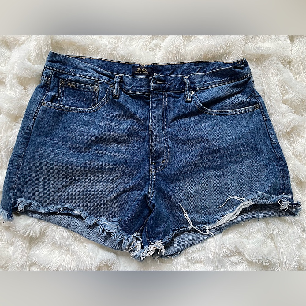 Ralph Lauren Women's Frayed Blue Jean Shorts